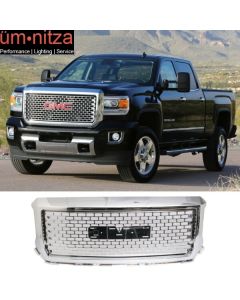 Fits 14-15 GMC Sierra 1500 Denali Style Chrome Front Bumper Hood Mesh Grille ABS