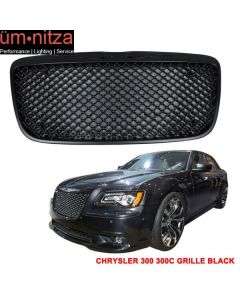 Fits 11-14 Chrysler 300 300C B Style Front Bumper Hood Mesh Grille Assembly ABS