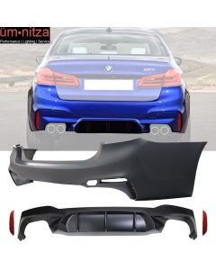 Fits 17-18 Fit BMW G30 Sedan M5 Style Rear Bumper Cover Conversion w/ Diffuser - PP