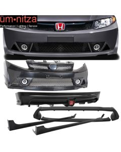 Fits 12-14 Civic Mugen RR Style Front  Bumper + Rear Lip + Side Skirt +  Spoiler