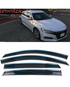 Fits 18-23 Honda Accord Sedan OE Style Window Visors w/ Chrome Trim Acrylic 4Pc