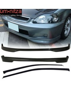 Fits Honda Civic 99-00 3Dr PP Front + Rear Bumper Lip Spoiler +Sun Window Visor