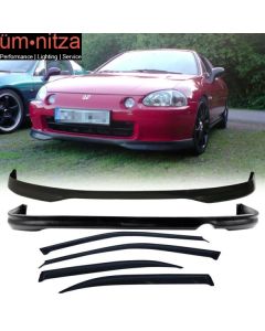 Fits Honda Civic 96-98 4Dr PP Front + Rear Bumper Lip + Sun Window Visor