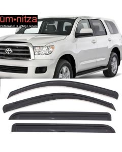 Fits 08-20 Toyota Sequoia Window Visors Acrylic Sun Guard Rain Deflector 4Pc Set