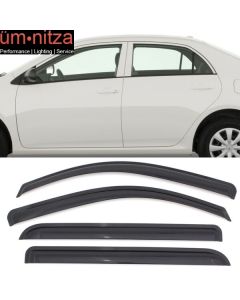 Fits 09-13 Toyota Corolla Acrylic Window Visor Vent Shade Sun Rain Guard 4PC Set