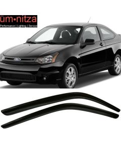 Fits 08-11 Ford Focus Coupe Acrylic Window Visors Wind Deflector 2Pc Set