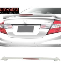 Fits 12-15 Civic 9Th Sedan Painted Taffeta White Trunk Spoiler LED Brake #NH578