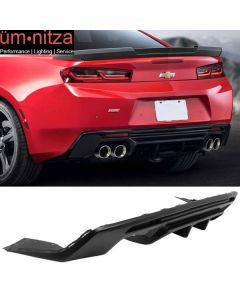 Fits 16-22 Chevy Camaro Rear Bumper Lip Diffuser Quad Exhaust Matte Black