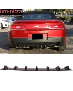 Fits 14-15 Chevy Camaro V6 Rear Bumper Lip Diffuser Spoiler 7 Fin Gloss Black