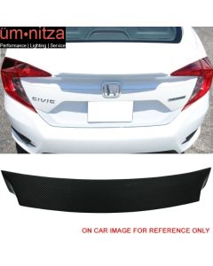 Fits 16-18 Honda Civic 10th 4Dr Sedan  Trunk Spoiler - Carbon Fiber CF