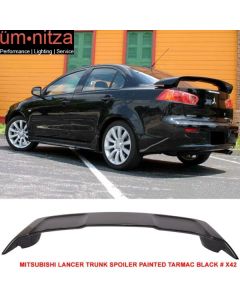 Fits 08-17 Mitsubishi Lancer OE Trunk Spoiler Painted Tarmac Black # X42 - ABS