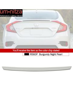 Fits 16-18 Civic X Sedan OE Trunk Spoiler Painted #R560P Burgundy Night Pearl