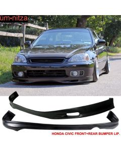 Fits Honda Civic EK 99-00 2 4Dr SPOON Urethane Front + Rear Bumper Lip Spoiler