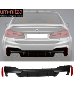 Fits 17-20 BMW 5 Series G30 M5 Style Rear Bumper Lip Diffuser Quad Outlets