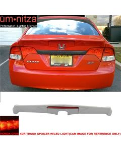 Fits 06-11 Honda Civic 4Dr Rear Trunk Spoiler Wing MD FRP Red LED Brake Light