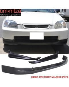 Fits 96-98 Civic 2/4Dr CTR Front Bumper Lip + 2PC Rear Bumper Lip Valance Spats