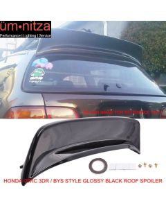 Fits 92-95 Civic EG 3Dr Hatchback BYS Highkick Painted Glossy Black Roof Spoiler