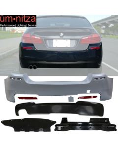 Fits 11-16 Fit BMW F10 5-Series MTech Style Rear Bumper Conversion Kit Single Outlet