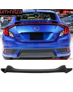 Fits 16-18 Civic X 10th Coupe OE Trunk Spoiler Paint NH731P Crystal Black Pearl