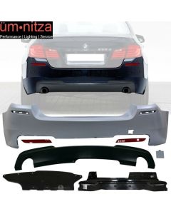 Fits 11-16 Fit BMW F10 5-Series MTech Style Rear Bumper Conversion Kits Twin Outlet