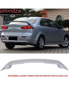 Fits 08-17 Mitsubishi Lancer OE Trunk Spoiler Painted Apex Silver # A31 - ABS