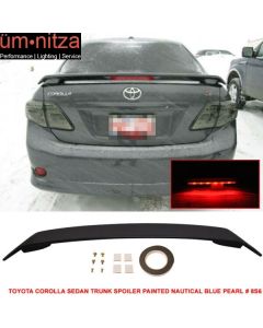 Fits 09-13 Corolla Trunk Spoiler Painted Nautical Blue Pearl # 8S6 LED Light