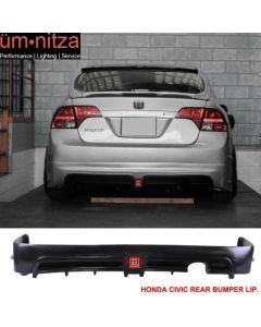 Fits 06-11 Civic 4Dr Sedan Rear Bumper Lip Spoiler With LED 3RD Brake Lights