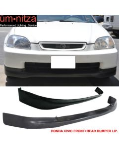 Fits Honda Civic 96-98 3Dr CTR Front + Rear Bumper Lip Spoiler PU