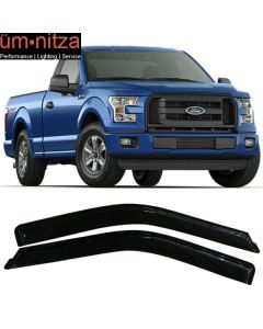 Fits 15-22 Ford F150 17-21 F250 - F550 Standard Cab Window Visors Acrylic 2Pc