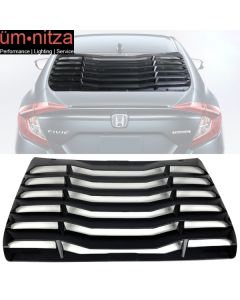 Fits 16-21 Honda Civic Sedan IKON Style Rear Window Louver Cover ABS Matte Black