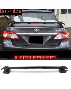 Fits 09-13 Toyota Corolla Sedan Trunk Spoiler & LED 3rd Brake Light Matte Black