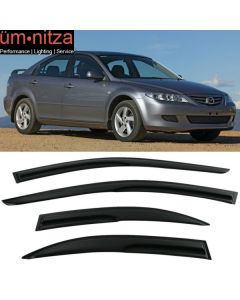 Fits 03-08 Mazda 6 Sedan Mugen Style Acrylic Window Visors Sun Deflector 4Pc Set