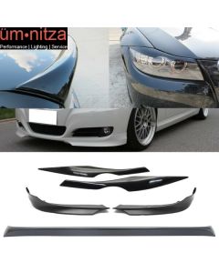 Fits 09-11 E90 Sedan OE Trunk Spoiler & Front Bumper Lip & Headlight Eyelids