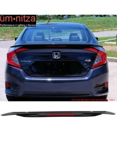 16-18 Civic X Sedan RS Trunk Spoiler & LED Painted #R560P Burgundy Night Pearl