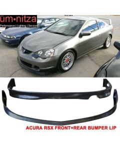 Fits 02-04 Acura RSX DC5 Front Bumper Lip Spoiler + Rear Bumper Lip Diffuser PU