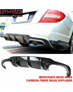 Fits 12-14 C Class C204 W204 LCI Sport Rear Bumper Diffuser Lip -Carbon Fiber CF