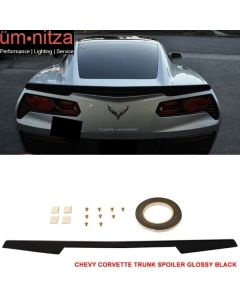 Fits 14-18 Chevy Corvette C7 Trunk Spoiler Painted Glossy Black - ABS