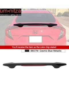 Fits 16-18 Civic X Sedan OE Trunk Spoiler LED Painted Cosmic Blue Metallic B607M