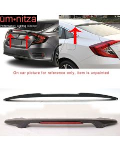 Fits 16-18 Honda Civic Sedan 4Dr  Unpainted Roof + Trunk Spoiler - ABS