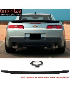 Fits 14-15 Chevy Camaro OE Style Low Blade Trunk Spoiler Wing Matte Black ABS