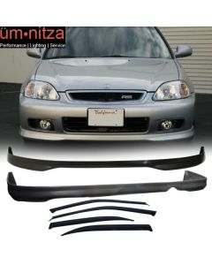 Fits Honda Civic 99-00 4Dr PP PP Front + Rear Bumper Lip +Sun Window Visor 00