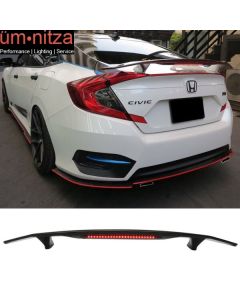 2 Post Universal Gloss Black Rear Trunk Spoiler Wing Lip w/ 3RD Brake Light ABS