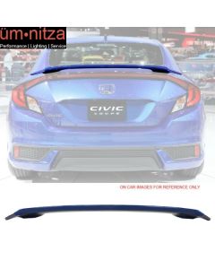 Fits 16-18 Civic X 10th Coupe Trunk Spoiler Painted B593M Aegean Blue Metallic