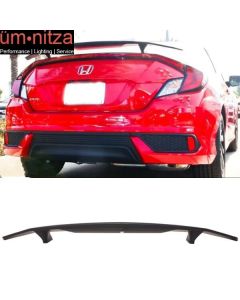 Fits 16-20 Honda Civic 2DR Coupe Rear Trunk Spoiler 2 Post Wing Lip Matte Black