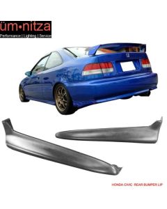 Fits 99-00 Honda Civic Rear Bumper Lip Apron Spats Cap Valences Unpainted 2PC PU