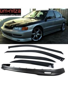 Fits 96-97 Honda Accord 4Dr Mugen Style Front Bumper Lip + Sun Window Visor