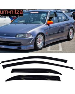 Fits 92-95 Honda Civic EG EH Sedan Acrylic Window Visors 4Pc Set