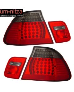 Fits 99-01 Fit BMW 3 Series E46 4Dr LED Tail Lights Red Sm 4PCS