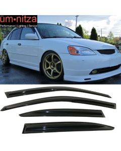 For 01-05 Honda Civic Sedan Mugen Style Acrylic Window Visors Sun Rain Guard 4PC