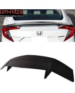 Fits 16-21 Civic X Sedan 4Dr Ikon Type A Gloss Black Trunk Spoiler Si Sport